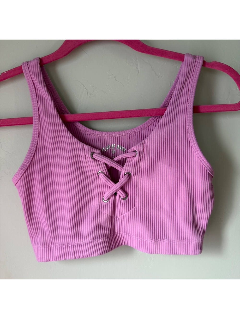 Year of Ours Pink Ribbed Bra | medium